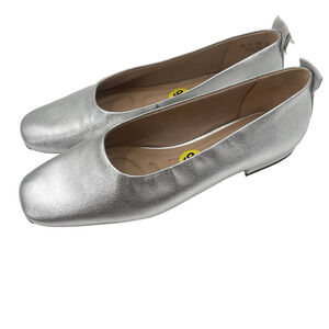 Franco Sarto Ariel Snip Toe Ballet Flats Silver Metallic Chrome Women's Size 9.5